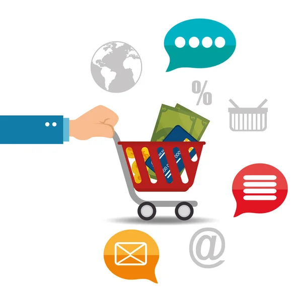 shopping cart with electronic commerce icons