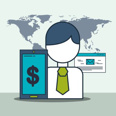 işadamı smartphone para Dünya dijital pazarlama