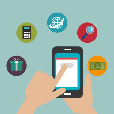 Elektronik ticaret simgeleri ile Smartphone