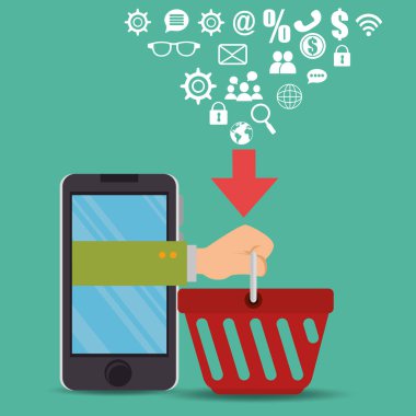 Elektronik ticaret simgeleri ile Smartphone