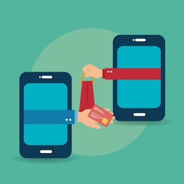 Elektronik ticaret simgeleri ile Smartphone