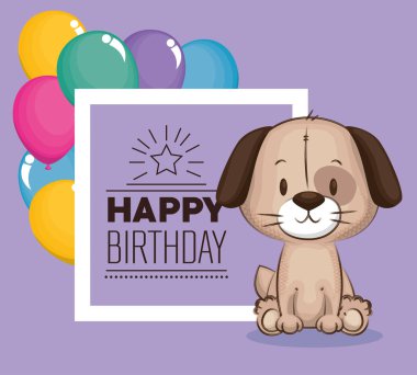 küçük sevimli köpek Doğum günü kartı