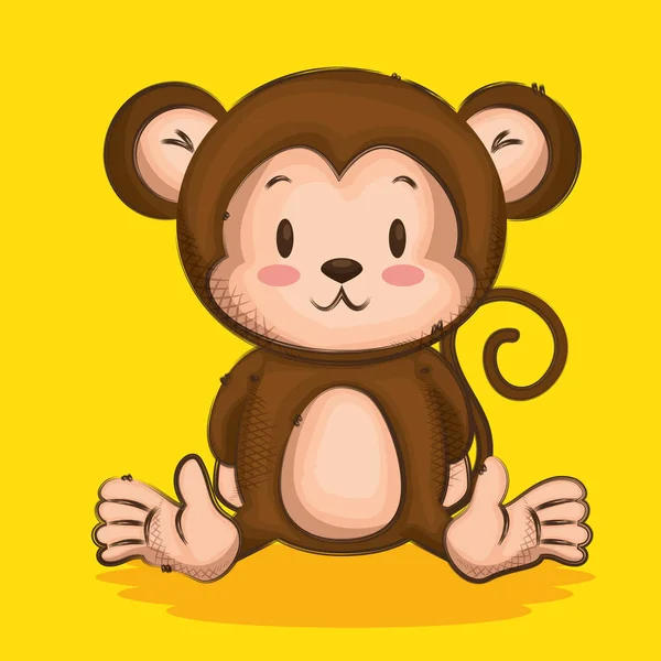 Pequeno personagem macaco bonito — Vetor de Stock