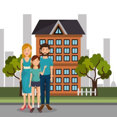 Aile üyeleri açık havada karakterler