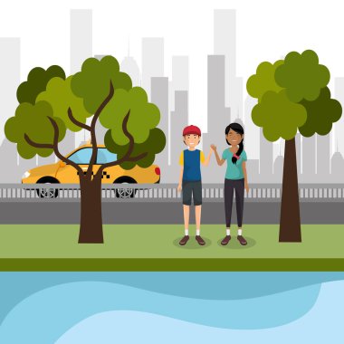 Ebeveynlerin çift açık havada karakterler