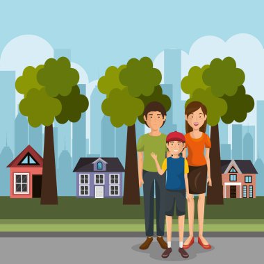 Aile üyeleri açık havada karakterler