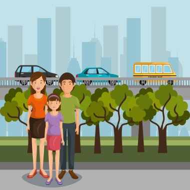 Aile üyeleri açık havada karakterler