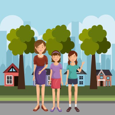 Aile üyeleri açık havada karakterler