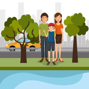 Aile üyeleri açık havada karakterler