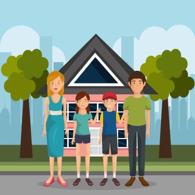 Aile üyeleri açık havada karakterler