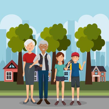 Aile üyeleri açık havada karakterler