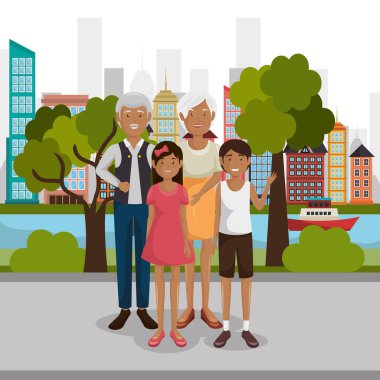 Aile üyeleri açık havada karakterler