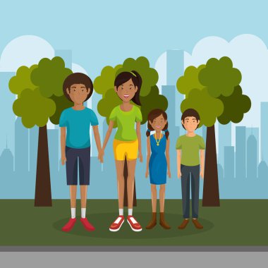 Aile üyeleri açık havada karakterler