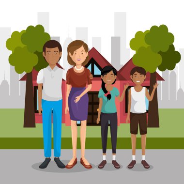 Aile üyeleri açık havada karakterler