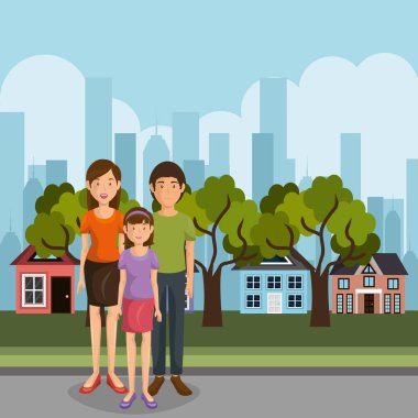 Aile üyeleri açık havada karakterler