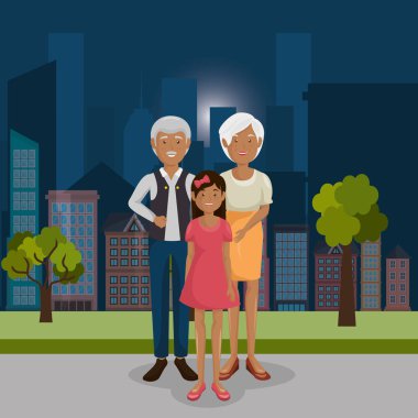 Aile üyeleri açık havada karakterler