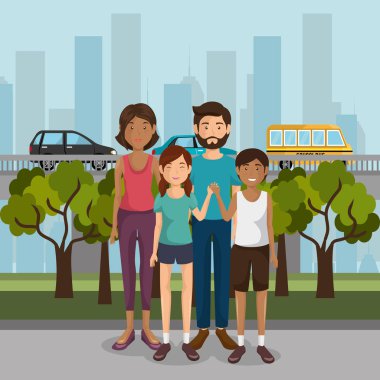 Aile üyeleri açık havada karakterler