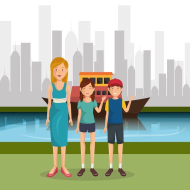 Aile üyeleri açık havada karakterler