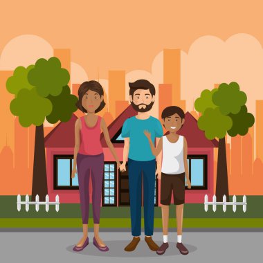 Aile üyeleri açık havada karakterler