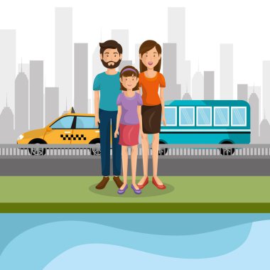 Aile üyeleri açık havada karakterler