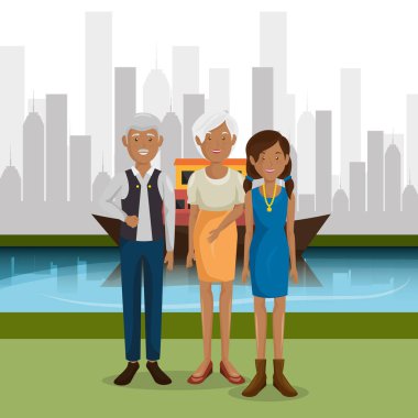 Aile üyeleri açık havada karakterler