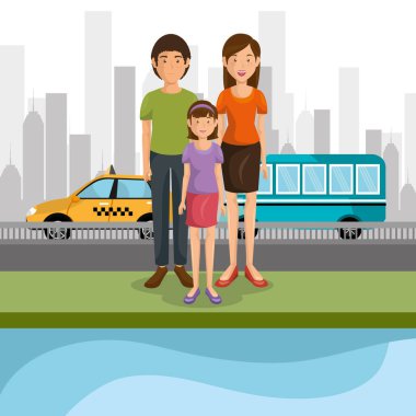 Aile üyeleri açık havada karakterler