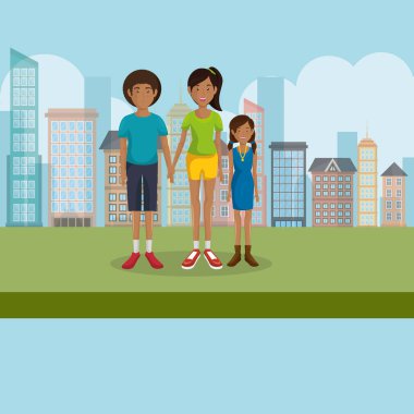 Aile üyeleri açık havada karakterler