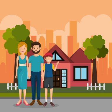 Aile üyeleri açık havada karakterler