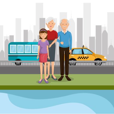 Aile üyeleri açık havada karakterler