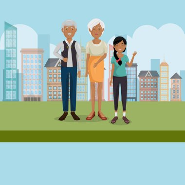 Aile üyeleri açık havada karakterler