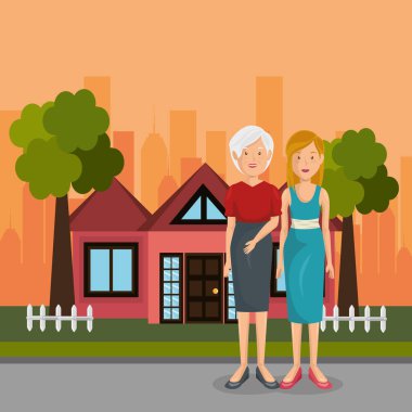 Aile üyeleri açık havada karakterler