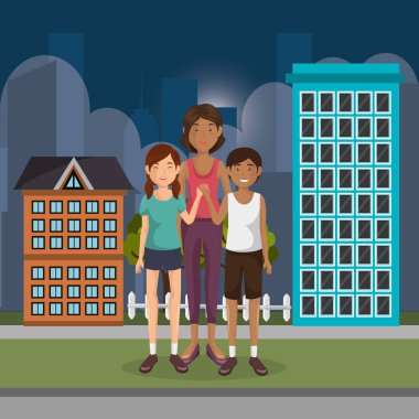 Aile üyeleri açık havada karakterler