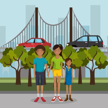 Aile üyeleri açık havada karakterler