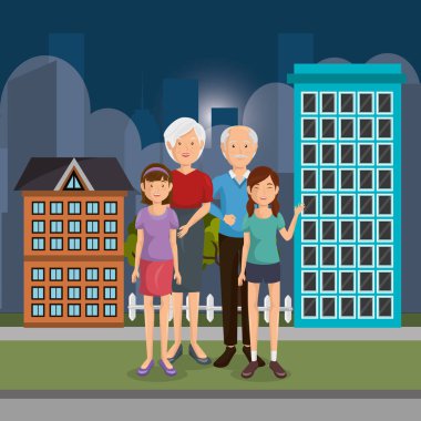 Aile üyeleri açık havada karakterler