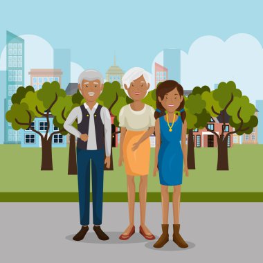 Aile üyeleri açık havada karakterler