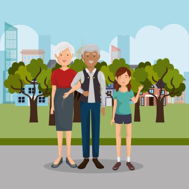 Aile üyeleri açık havada karakterler