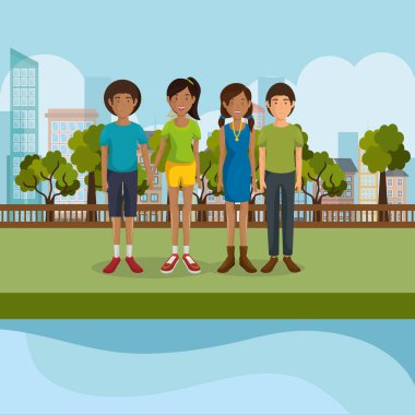 Aile üyeleri açık havada karakterler