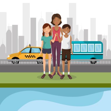 Aile üyeleri açık havada karakterler