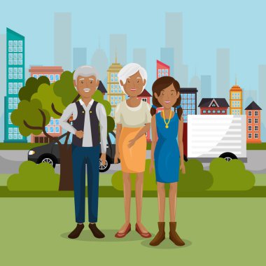 Aile üyeleri açık havada karakterler