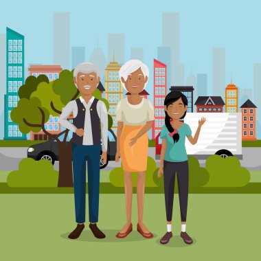 Aile üyeleri açık havada karakterler