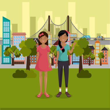 Aile üyeleri açık havada karakterler