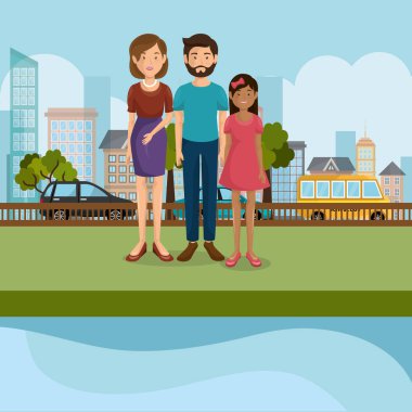 Aile üyeleri açık havada karakterler