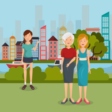 Aile üyeleri açık havada karakterler