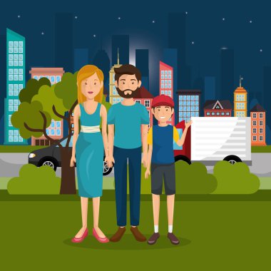 Aile üyeleri açık havada karakterler