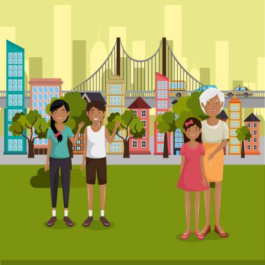 Aile üyeleri açık havada karakterler