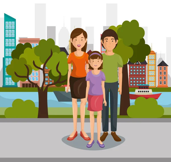 Aile üyeleri açık havada karakterler