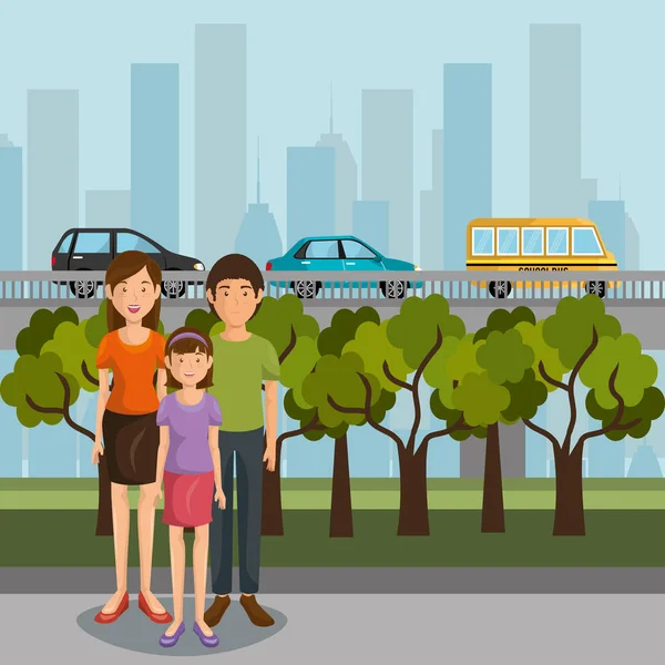 Aile üyeleri açık havada karakterler