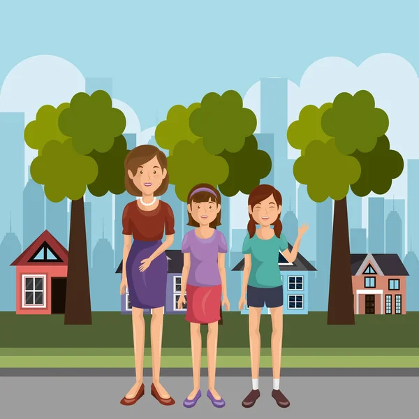 Aile üyeleri açık havada karakterler