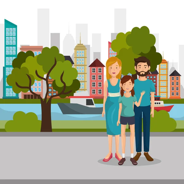 Aile üyeleri açık havada karakterler