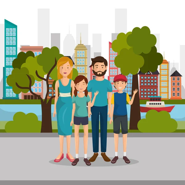 Aile üyeleri açık havada karakterler